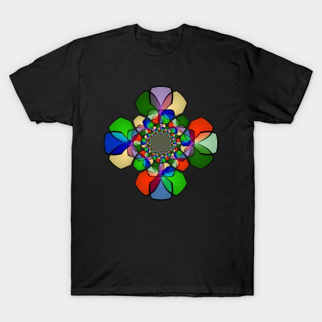 Fun Green Red Blue Gold Geo Infinity Shape T-Shirt by SeaChangeDesign